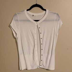White short sleeve cardigan